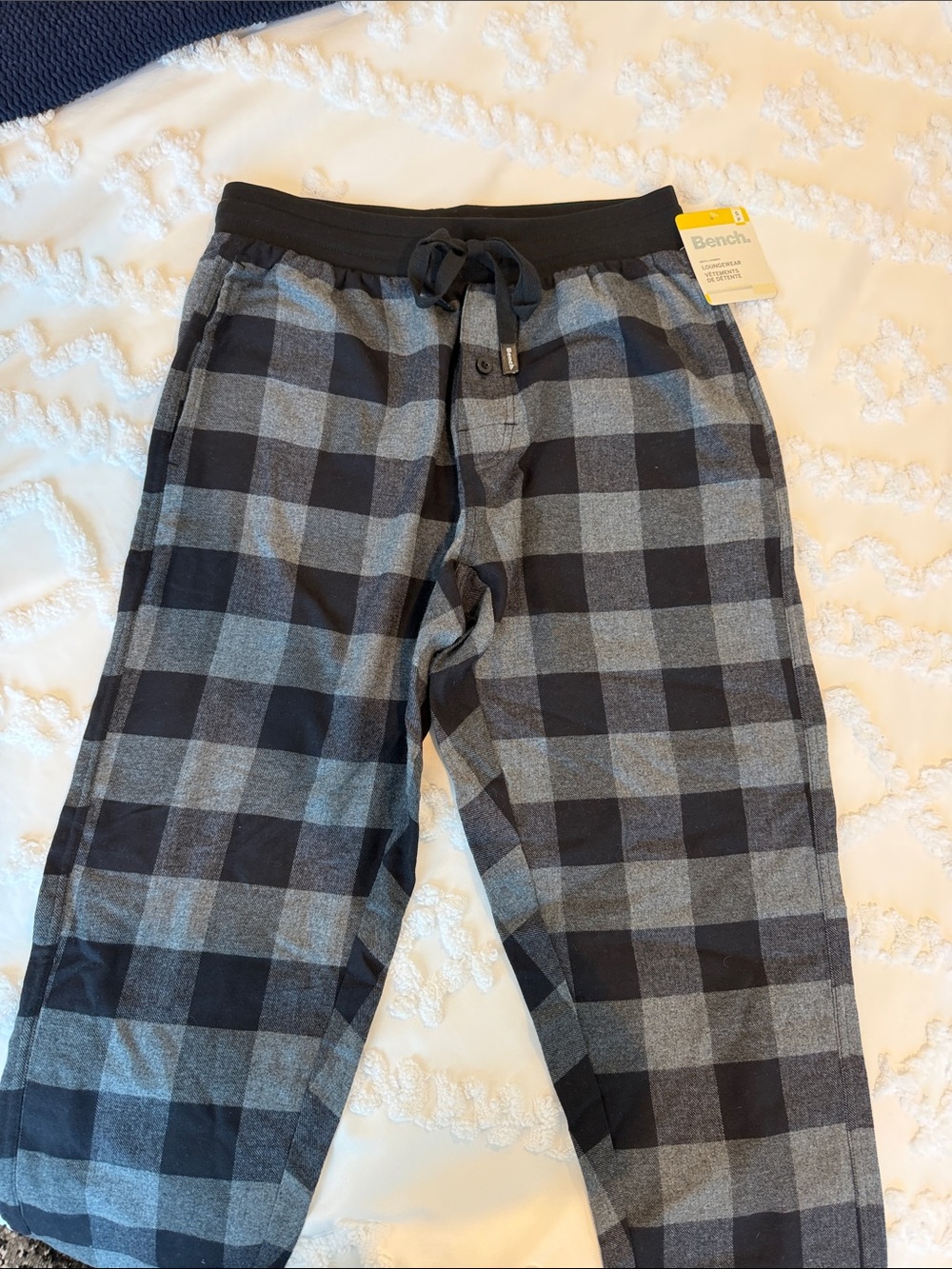 Bench Black and Gray Plaid Joggers